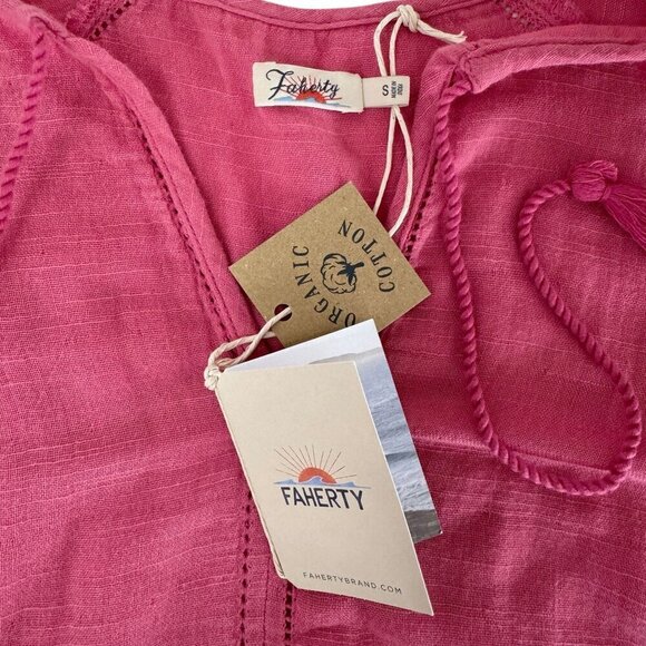 Faherty Celina Organic Cotton Top French Rose Size S NWT - Picture 10 of 12